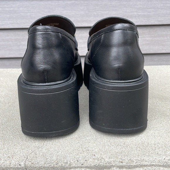 Vicky Black Leather Platform sz 10 - Picture 4 of 15